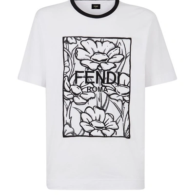 Shop Fendi Roma Joshua Vides Cotton T-shirt In Blanc