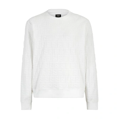 Shop Fendi Chenille Sweatshirt In Blanc
