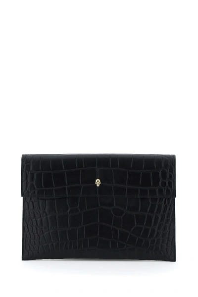 Shop Alexander Mcqueen Skull Envelope Pouch In Black (black)