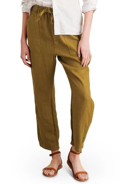 Shop Alex Mill Linen Tie Waist Pants In Golden Khaki