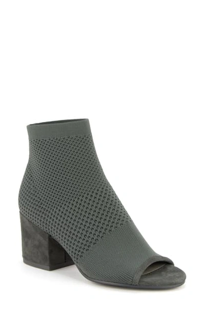 Shop Eileen Fisher Croft Open Toe Knit Bootie In Graphite Stretch Fabric