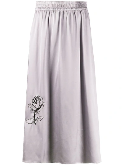 Shop Soulland Liz Rose Embroidered Skirt In Grey