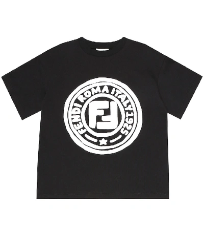 Shop Fendi Logo Cotton T-shirt In Black