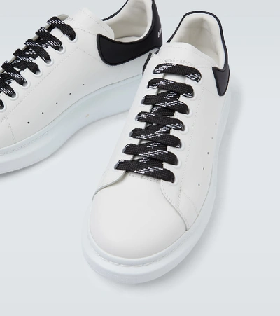 Alexander Mcqueen Python-effect Trimmed Leather Sneakers In White