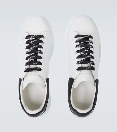 Alexander Mcqueen Python-effect Trimmed Leather Sneakers In White