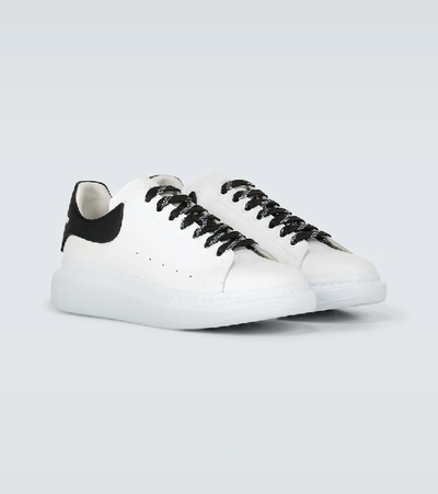 Alexander Mcqueen Python-effect Trimmed Leather Sneakers In White