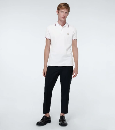 Shop Moncler Short-sleeved Polo Shirt With Logo In White