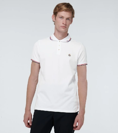 Shop Moncler Short-sleeved Polo Shirt With Logo In White