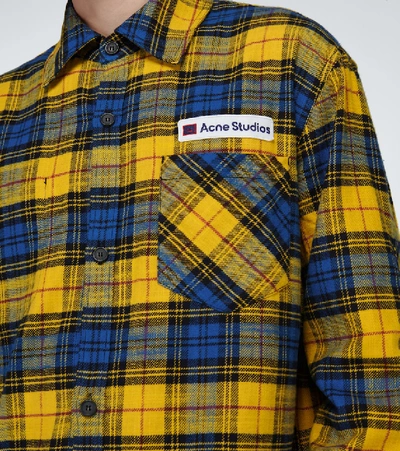 Shop Acne Studios Salak Checked Flannel Shirt In Yellow