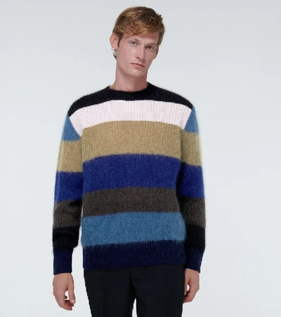 Shop Marni Mohair-blend Striped Sweater In Multicoloured