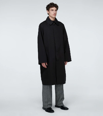 Shop Balenciaga Oversized Cotton Carcoat In Black