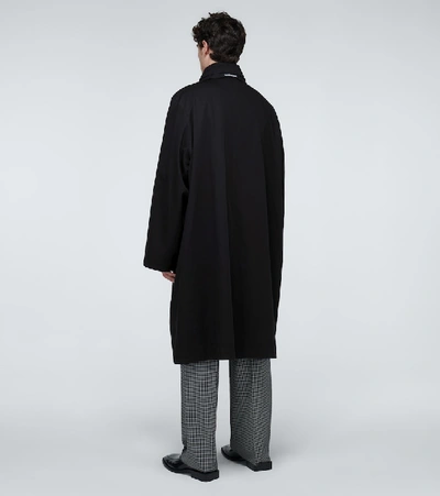 Shop Balenciaga Oversized Cotton Carcoat In Black