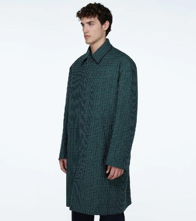 Shop Balenciaga Boxy Checked Carcoat In Green
