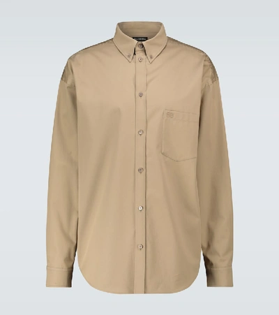 Shop Balenciaga Oversized Cotton Shirt In Beige