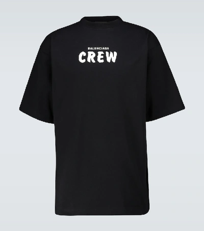 Shop Balenciaga Crew Large-fit Cotton T-shirt In Black