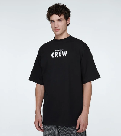 Shop Balenciaga Crew Large-fit Cotton T-shirt In Black