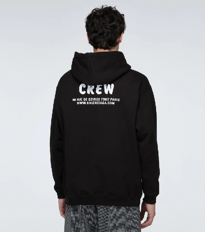 Shop Balenciaga Crew Medium-fit Hooded Sweatshirt In Black