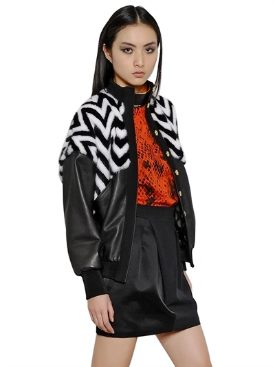 Emanuel Ungaro Mink And Nappa Leather Jacket In Black/white