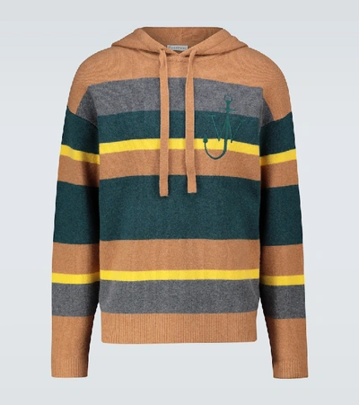 Shop Jw Anderson Striped Hooded Sweater In Multicoloured
