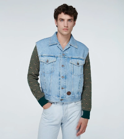 Shop Gucci Stone-bleached Denim Vest In Blue