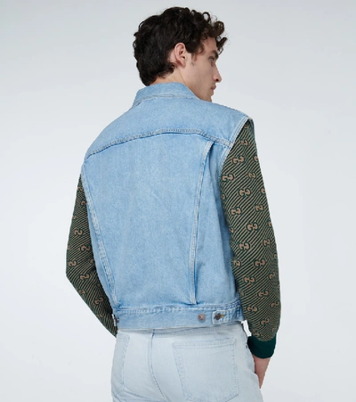 Shop Gucci Stone-bleached Denim Vest In Blue