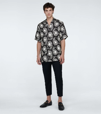 Shop Gucci Star Printed Silk Bowling Shirt In Black