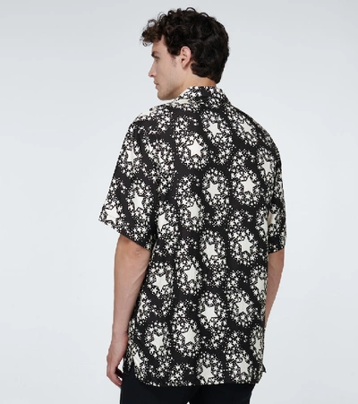Shop Gucci Star Printed Silk Bowling Shirt In Black