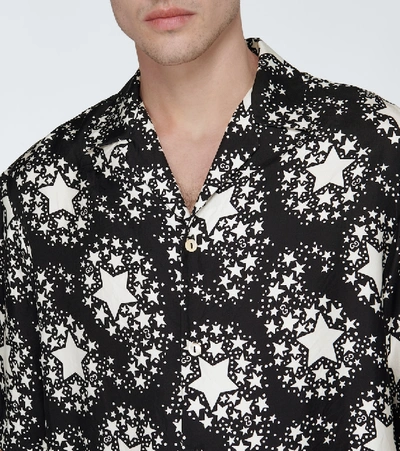 Shop Gucci Star Printed Silk Bowling Shirt In Black