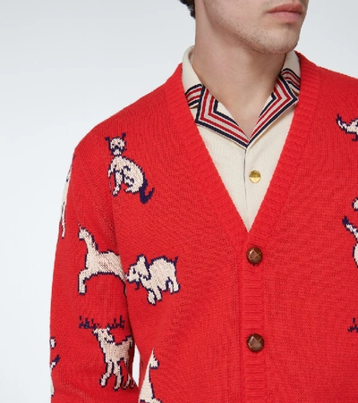 Shop Gucci Hawaii Knitted Cardigan In Red