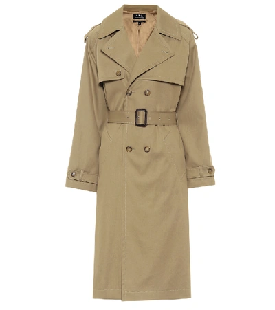 Shop Apc Simone Cotton-gabardine Trench Coat In Beige