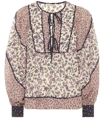 Shop Ulla Johnson Colette Floral Cotton-blend Blouse In Purple