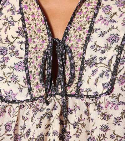 Shop Ulla Johnson Colette Floral Cotton-blend Blouse In Purple