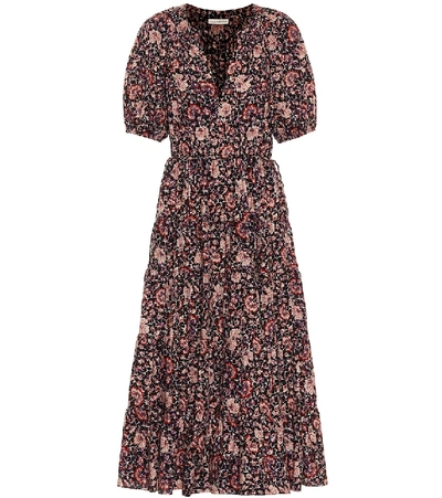 Shop Ulla Johnson Claribel Cotton And Wool Midi Dress In Purple