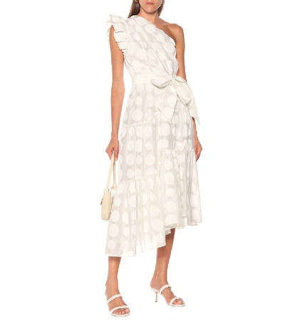 Shop Ulla Johnson Ariane Organza One-shoulder Midi Dress In White