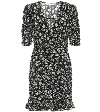 Veronica Beard Sean Gathered Floral print Fil Coup Silk Mini