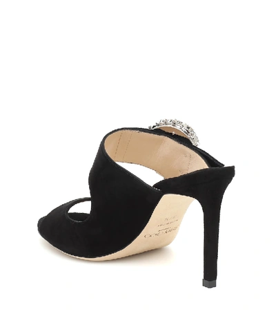 Shop Jimmy Choo Saf 85 Crystal-embellished Suede Sandals In Black