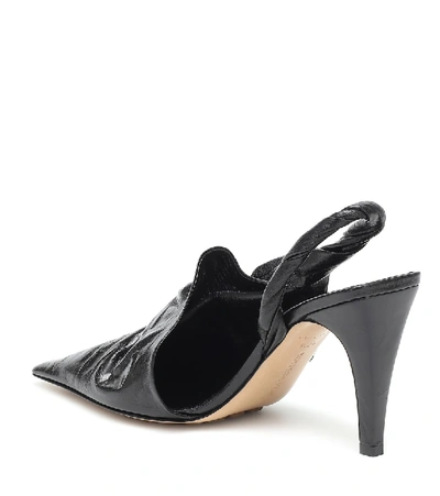 Shop Bottega Veneta Point 90 Leather Slingback Pumps In Black