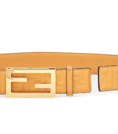 Shop Fendi Baguette Leather Belt In Yellow