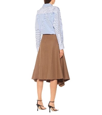 Shop Jw Anderson Stretch-wool Midi Skirt In Brown