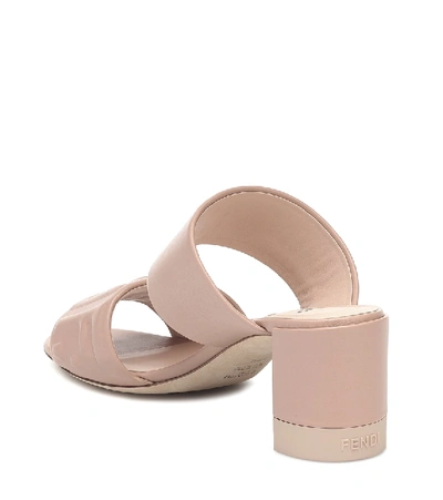 Shop Fendi Ff Embossed Leather Sandals In Pink