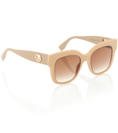 Shop Fendi Square Acetate Sunglasses In Beige