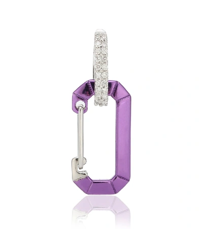 Shop Eéra Eéra Chiara 18kt White Gold And Sterling Silver Single Earring With Diamonds In Purple
