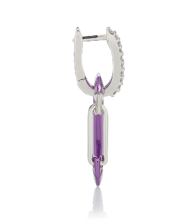 Eéra Chiara 18kt White Gold And Sterling Silver Single Earring With Diamonds In Purple