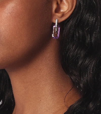 Eéra Chiara 18kt White Gold And Sterling Silver Single Earring With Diamonds In Purple