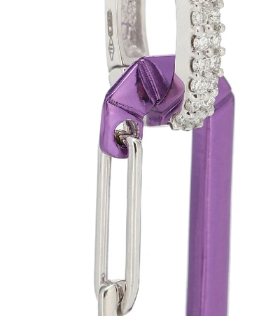 Eéra Chiara 18kt White Gold And Sterling Silver Single Earring With Diamonds In Purple