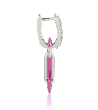 Eéra Chiara 18kt White Gold And Sterling Silver Single Earring With Diamonds In Pink