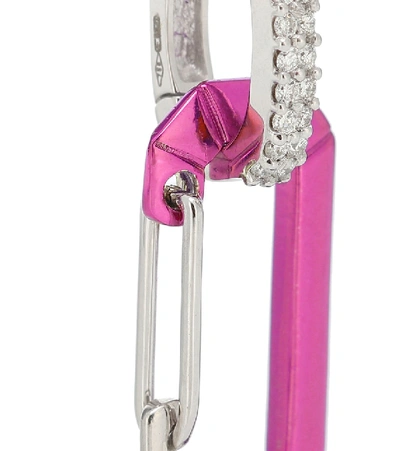 Eéra Chiara 18kt White Gold And Sterling Silver Single Earring With Diamonds In Pink