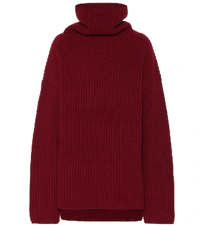 Shop Joseph Ribbed-knit Wool Turtleneck Sweater In Red