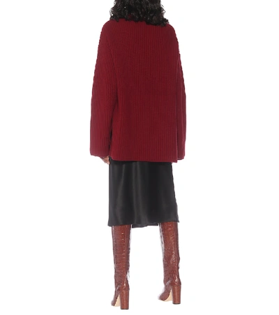 Shop Joseph Ribbed-knit Wool Turtleneck Sweater In Red