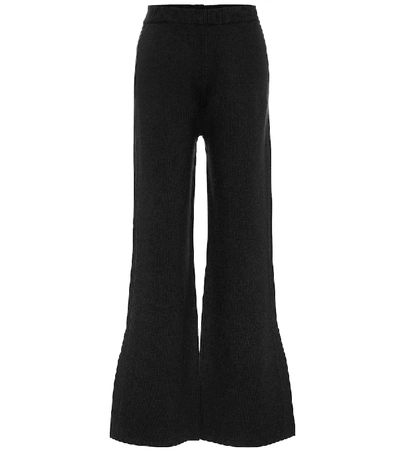 Shop Joseph High-rise Wool-blend Flared Pants In Black